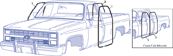 Rubber bovenkant deur Chevrolet K30 / K5