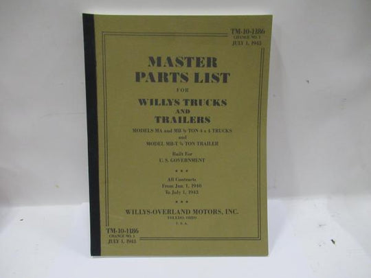 Boek master parts list Willys MB